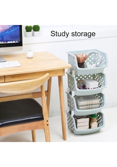 Pazly Bej Dayanıklı Depolama Organizatörü, İstiflenebilir Mutfak Ve Kiler İçin Meyve-sebze Sepeti Bej