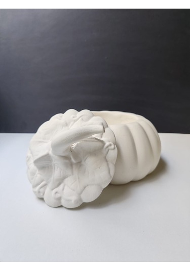 Dekoratif Balkabağı, Büyük Boy, Ham Beyaz El Yapımı, Ev Dekoru