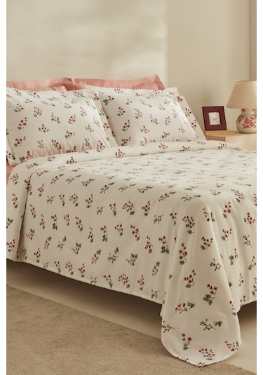 Karaca Home Silvie %100 Pamuk Tek Kişilik Pike Takımı Kırmızı Kırmızı