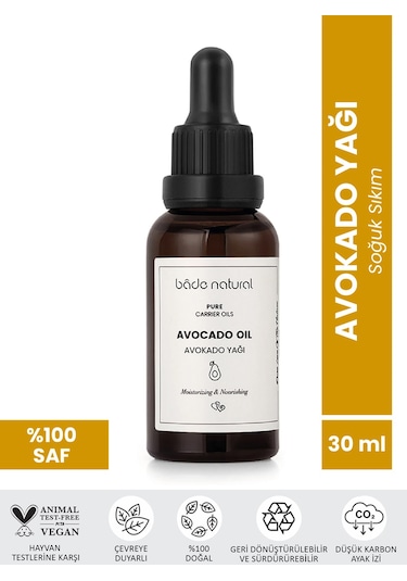 Bade Natural Saf Soğuk Sıkım Doğal Avokado Yağı 30 ML