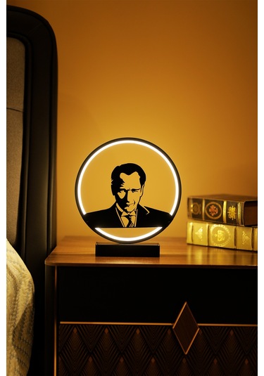 Modern Atatürk Portre Metal Led Masa Lambası Dekoratif Gece Lambası Özel Tasarım Işıklı Obje Mustafakemal