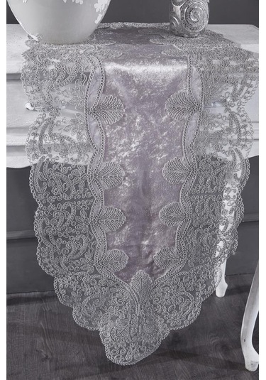 Fransız Güpürlü Kadife Sırma Salon Takımı 5 Parça Gri Gri