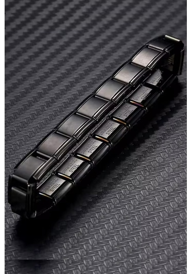 Kişiye Özel İsim Yazılı Siyah Renk İtalyan 18cm Çelik Bileklik Scb26b Siyah