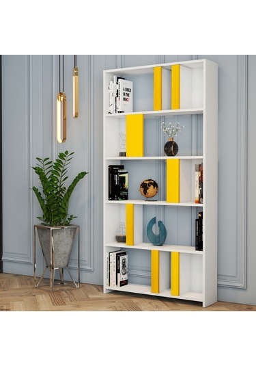 Variant Lima Çalışma Masası Ve Kitaplık Takımı - Beyaz / Sarı Beyaz