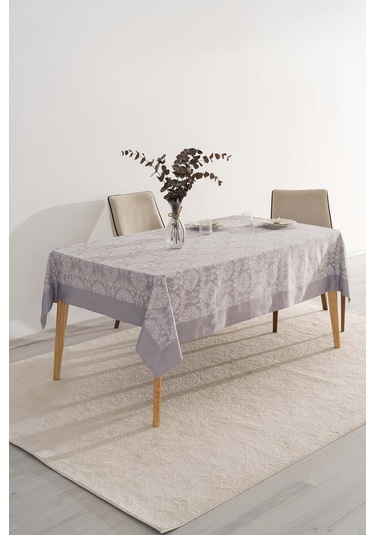 Damascus Gri Masa Örtüsü 160x220 Cm Çok Renkli
