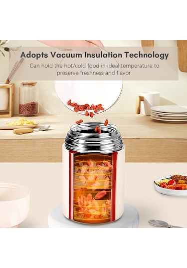 Honmex 500ml 304 Çelik Termos Kavanozu Çocuklar İçin, Isı Saklama Ve Yemek Pişirme Fonksiyonu, Siyah Renk Siyah