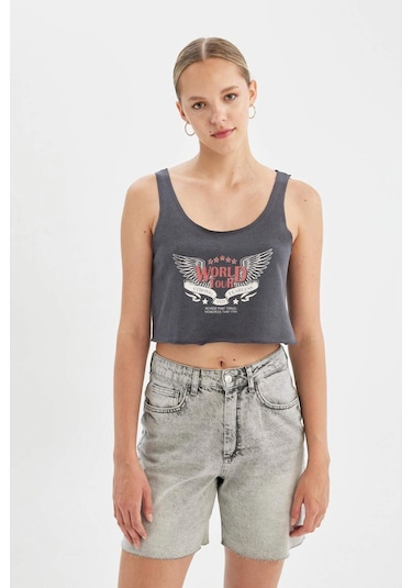 DeFacto Loose Fit Baskılı U Yaka Atlet D3595AX24HSAR191