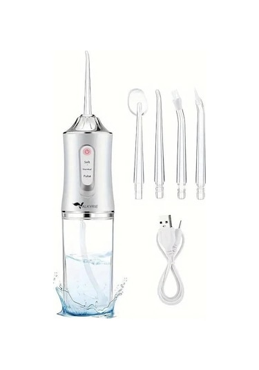 Valkyrie Şarj Edilebilir 4 Başlıklı Taşınabilir Diş Protez Bakım Ve Ağız Duşu Yüksek Kapasite Beyaz