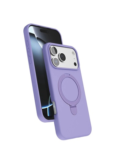Özel Apple I Phone 17 Pro Regal Magsafe Standlı Kapak - Lila Fırsat