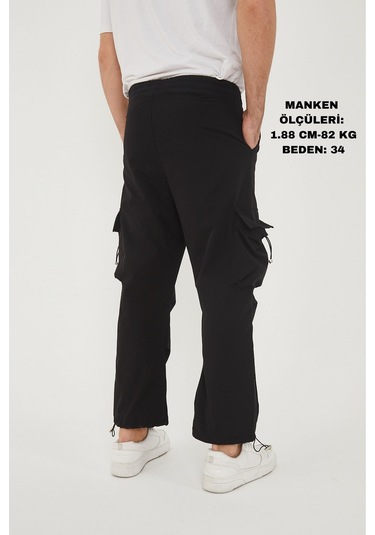 Camp Scoutland Camp550 Outdoor Tactical Kargo Cepli Ayarlanabilir Paçalı Oversize Erkek Jogger Yürüyüş Pantolonu Siyah