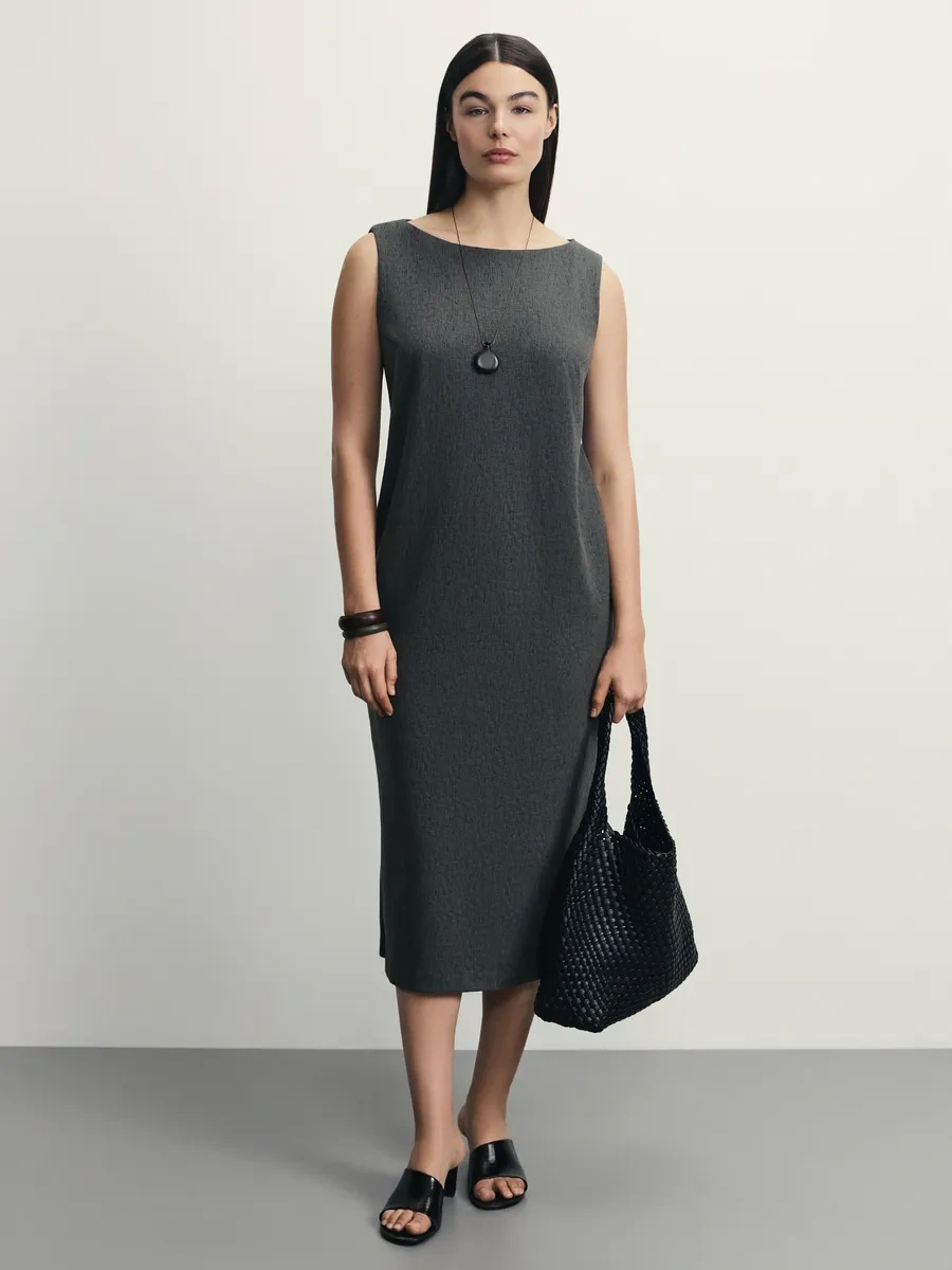 Zarına Geniş Askılı Temel Midi Elbise 338617607 Yeşil