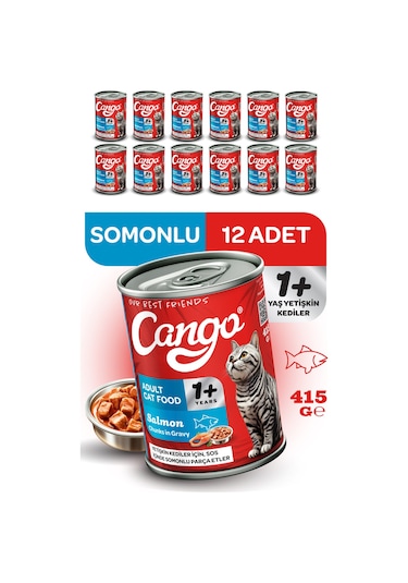 Cango Yetişkin Yaş Kedi Maması Somonlu 415gr 12li