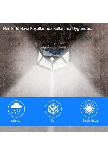 Technosmart 100 Ledli Güneş Enerjili Bahçe Lambası Solar Hareket