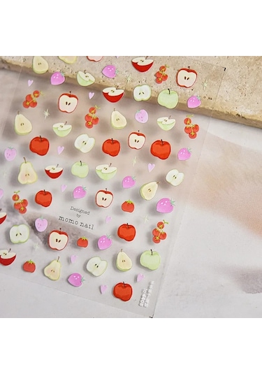 Güzel Kırmızı Meyve Çilek Kiraz Ilmek Aşk Kalp Yıldız İpek Kurdele 5d Nail Art Çıkartmalar Şık Kendinden Yapışkanlı Manikür Çıkartması Deve Renk