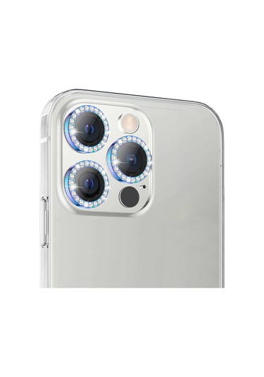 Buff Iphone Uyumlu 14 Pro / 14 Pro Max Uyumlu Diamond Lens Koruyucu Açık Mavi