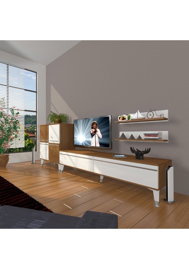 Decoraktiv Eko On Mdf Std Silver Tv Ünitesi Tv Sehpası Ceviz - Beyaz