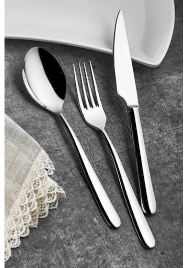 Eda Roma 60 Parça 12 Kişilik Çatal Kaşık Seti 1810 Cr-ni Gümüş