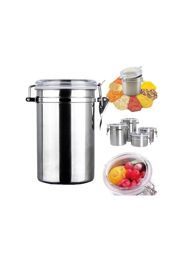 1 Adet Depolama Şişeleri Paslanmaz Çelik Mühürlü Teneke Kutu Kahve Unu Şeker Konteyner Tutucu Ev St 10x16 Cm