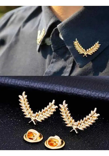 Olfil Dikenli Angutlar Minimalist Tarz Broş-mini Yapraklar 2 Adet Dal İnce Tasarım Minimalist 272619443 Altın Rengi