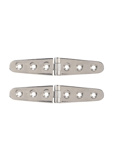 Lemestar 316 Paslanmaz Çelik Marine Menteşe - Açık Kapı, Gemi/ev Kabin Uygulamaları - 152x30mm, 4mm Kalınlık, 2 Adet Üç Delikli Uzun Tip