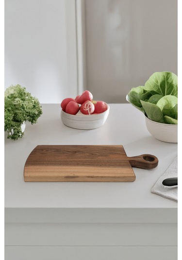 Yekpare Masif Ahşap Sunum Tahtası Kesme Tahtası Ceviz Medium 6