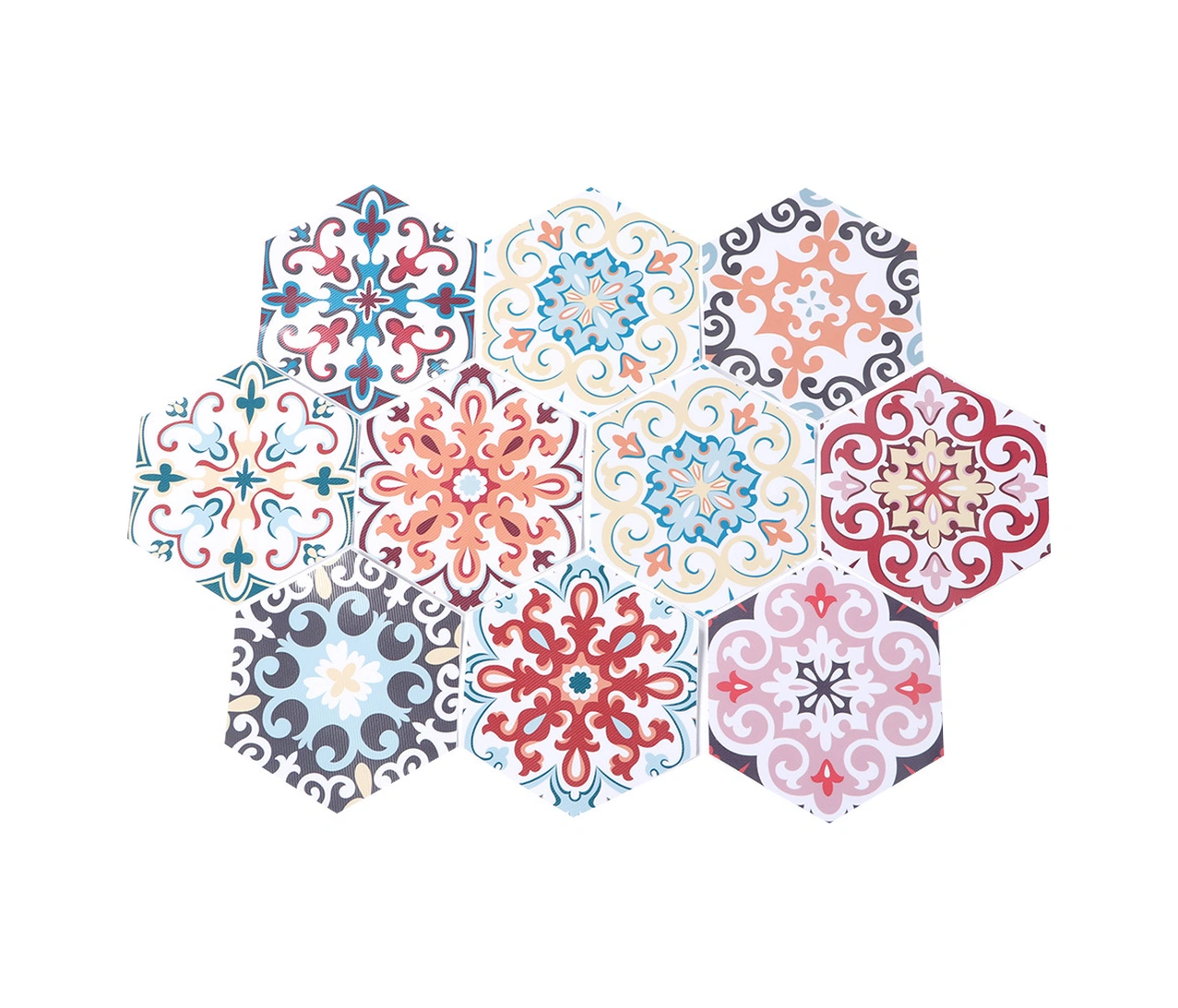 Geeroyoo Pvc Hexagon Dekoratif Zemin Çiviği - Otomatik Yapışkan, Su Geçirmez, Ev Dekoru İçin Mükemmel 10 Adet Diğer