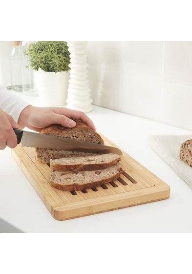 Bambu Kesme Tahtası 37x24 cm MeridyenDukkan Tepsili-Sunumluk Kesm