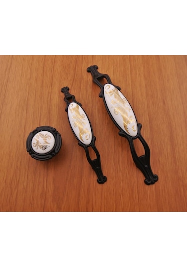 Azimkarhirdavat Porselen Kulp Salkım Siyah Varak Desenli