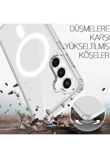 Samsung Galaxy S25 Fe Uyumlu Şeffaf Magsafe Kılıf Safe Şeffaf