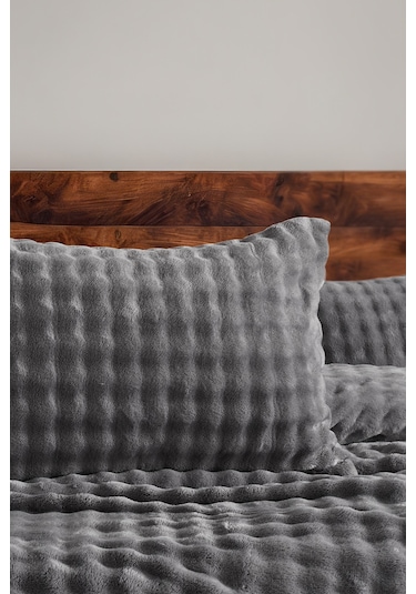 Bubble Battaniye Seti Tek Kişilik Gri Gri