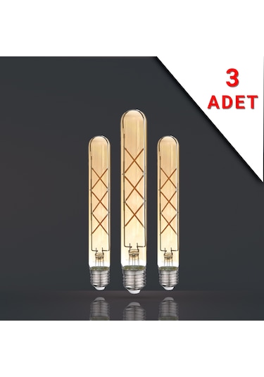 3 ADET LED FİLAMANLI E27 RUSTİK AMPUL 6 WATT 2500k GÜN IŞIĞI T30-T185