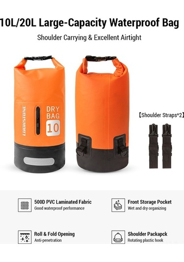 Novahub Su Geçirmez Sırt Çantası - 10l/20l, Pvc Kumaş, Siyah Kamp Ve Kayık İçin Siyah