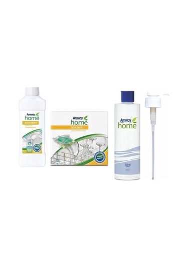 Amway Bulaşık Temizlik Seti ( 60'lı Tablet, 1 LT Sıvı Deterjan, Ölçek Şişesi ve Pompası)