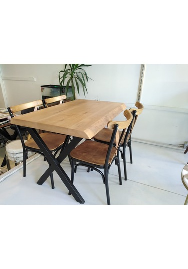 Bintaşmobilya 4 Kişilik Kütük Masa Tonet Sandalye Takımı 120X80.Cm
