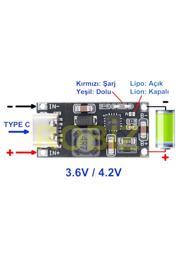 Tp5000 1a 3.6v Lipo Lifepo4 Pil Şarj Modülü 1s 4.2v Lityum Li-...