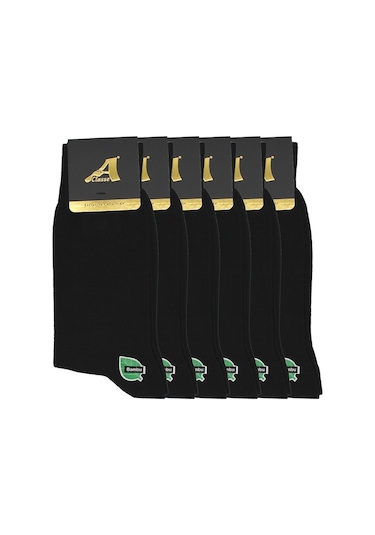 A Classe 6'Lı Paket Düz Siyah Bambu Erkek Çorap Siyah