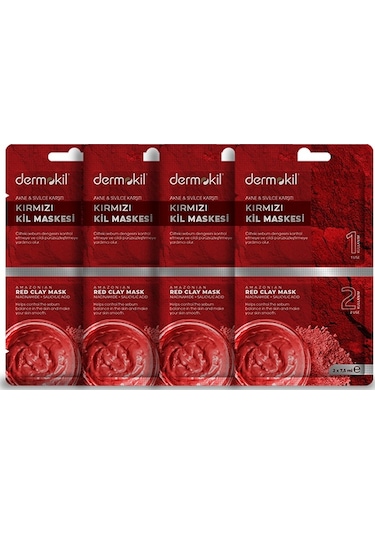 Dermokil Akne ve Sivilce Karşıtı Kırmızı Kil Maskesi 4'lü