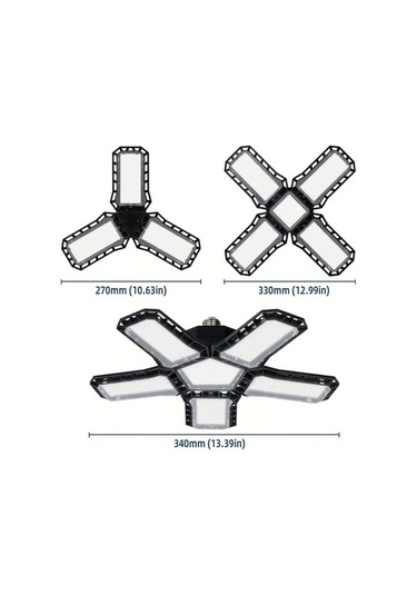 Fastbuy 3 Yapraklı Led Garaj Işığı, Ayarlanabilir Paneller, Değişken Şekilli, E26/e27, Mağaza Tavan Lambası