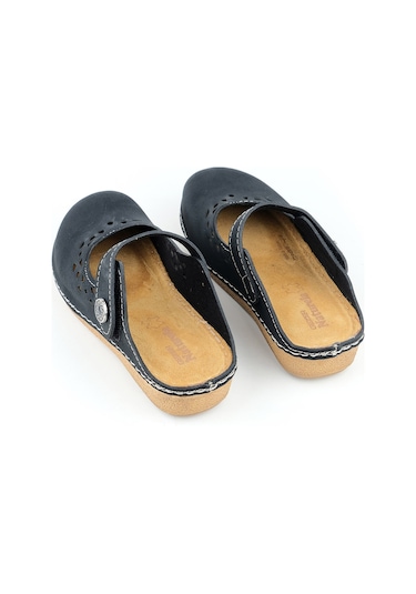 Gezer Yazlık Kadın İç Tabanı Hakiki Deri Cırt Cırtlı Terlik Gt1yze.11236.00.010.g8 Siyah