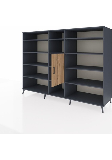 Kronos Dolap 12 Raflı Tek Kapaklı 220x59x163 Antrasit-çam/antras Antrasit-çam/antrasit