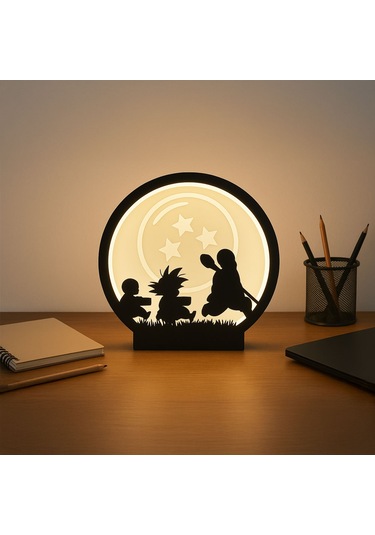 Fibrika Store Anime Siluet Tasarımlı Led Masa Lambası Siyah