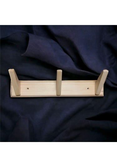 Tek-iş Masif Ahşap Portmanto Duvar Askısı Üçlü 3'lü Ahşap Duvar Askısı Ahşap