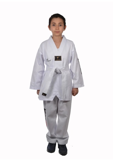 Haşado Taekwondo Beyaz Yaka Fitilli Acemi Elbise Beyaz