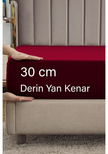 Ranforce Bordo Pamuklu Tek / Çift Kişilik Battal Tam Kenar Lastikli Çarşaf 14 Renk Fıtted Bordo