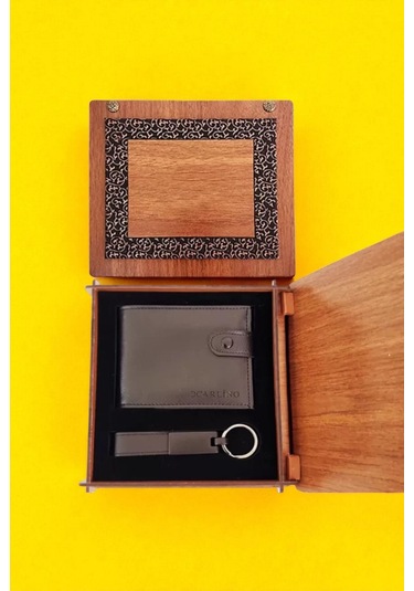 Cüzdan Ve Mat Siyah Anahtarlık Hediye Kutusu