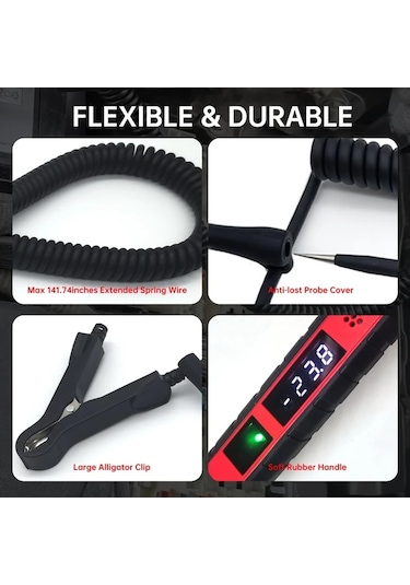 Xuweiwei Ns 870 4 36v Dc Otomotiv Devre Test Cihazi Lcd Dijital Voltmetre Polarite Gostergeli Aydinlatmali 141 7 Yayli Tel Asiri Voltaj Bip