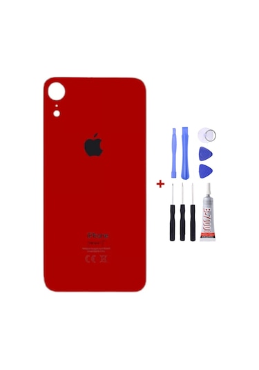Apple Uyumlu iPhone Xr Kırmızı Arka Cam Kapak Arka Pil Kapağı