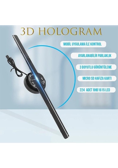 Electroon F2 43cm Smart 3d Hologram Fan 12volt Ios Anroid Kontrol