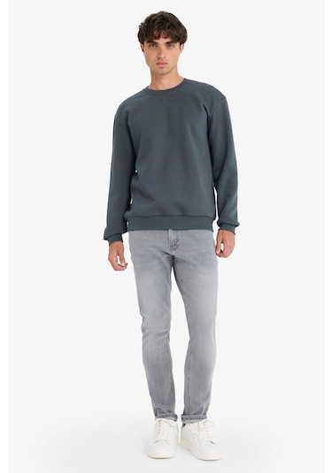 Defacto Regular Fit Bisiklet Yaka Basic Düz Kalın Sweatshirt T3777az25auar184 Antrasit