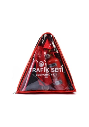 Üçgen Trafik Ve İlk Yardım Seti - Muayene Uyumlu 1 Kg Araç Yangın Tüpü - 2 Adet Reflektör - Bronze Pack